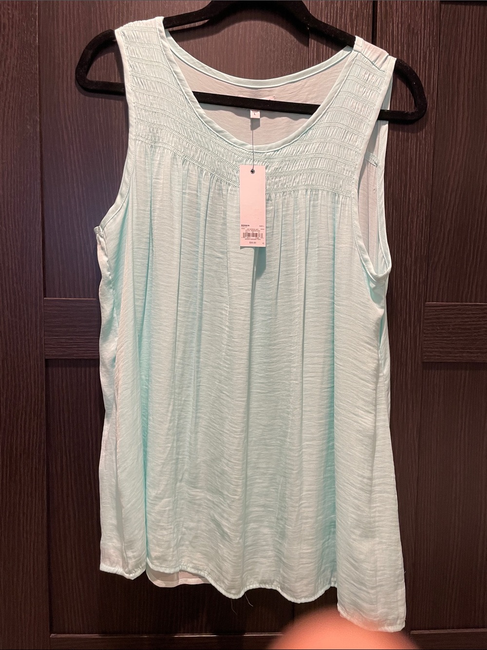 Sonoma Light Mint Smocked Yoke Tank